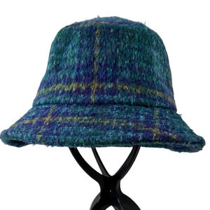 Adora Blue Tweed Plaid Bucket Hat